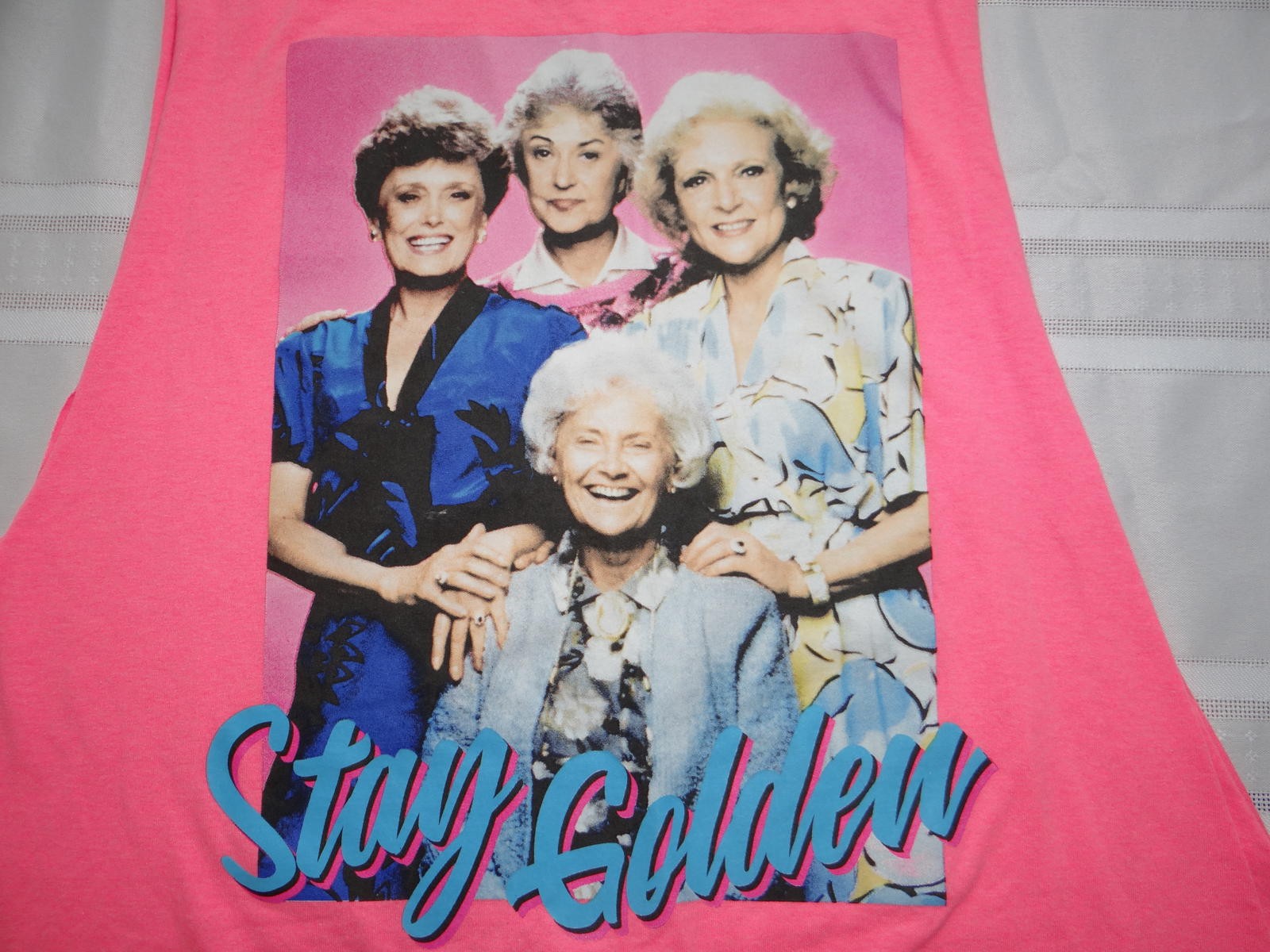 Pink Sleeveless Vintage Themed Graphic Tank Top - Stay Golden