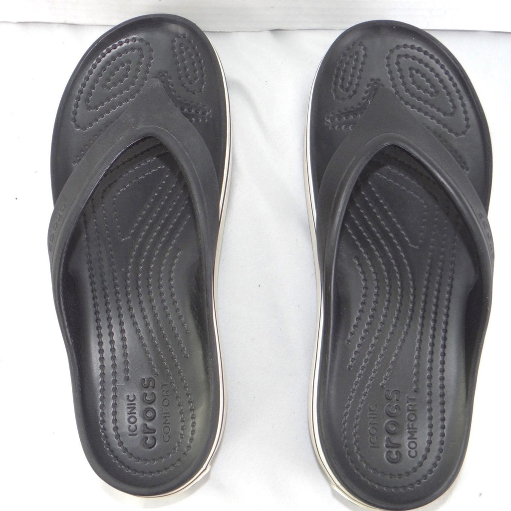 Crocs Crocband Platform Flip Sandals Black White Womens 8 Mens 6 Thong Flatform
