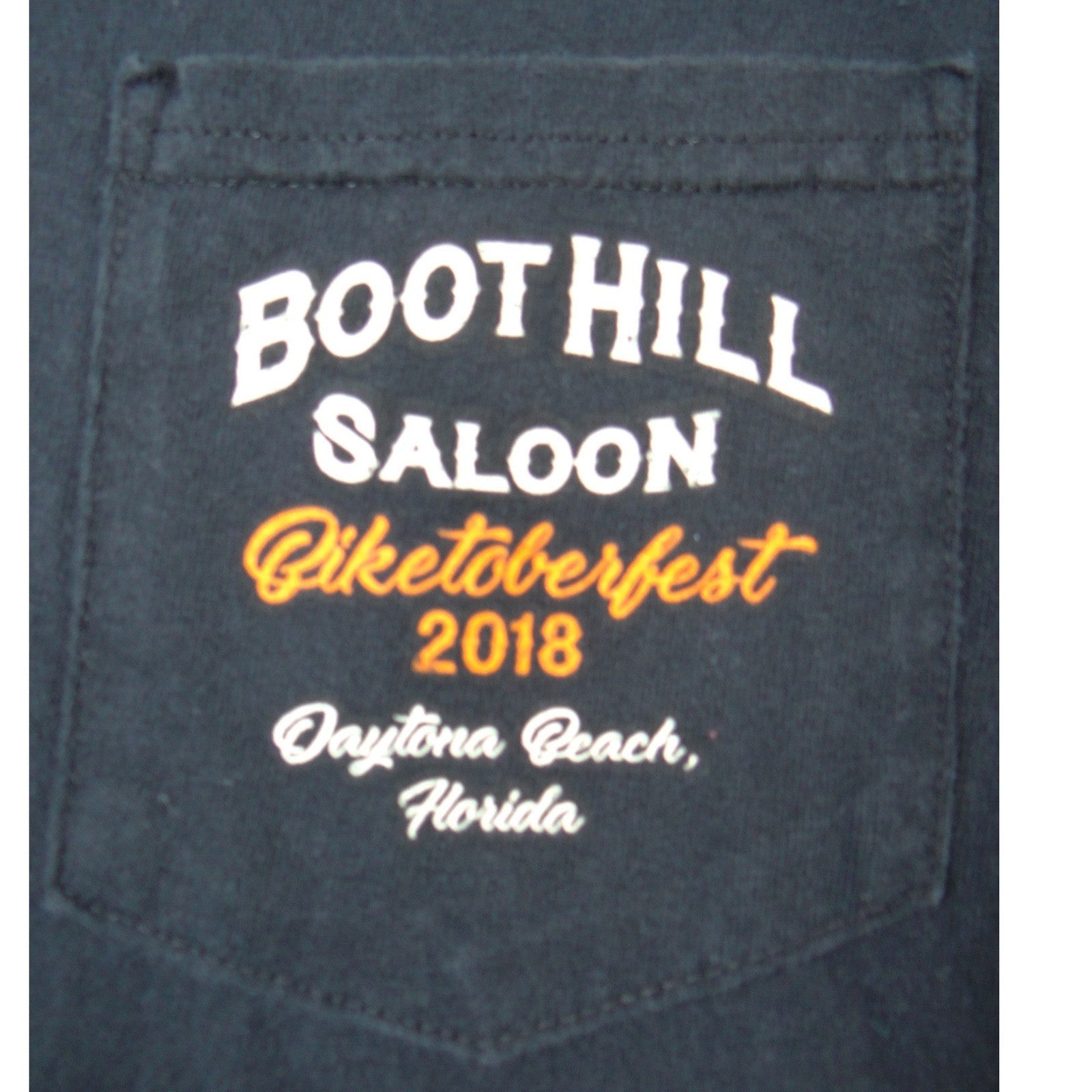 Boot Hill Saloon Biketoberfest 2018 Daytona Beach Black Pocket T-Shirt Mens M