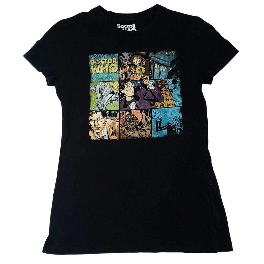 Her Universe Doctor Who Comic Collage T Shirt Mens Medium Black BBC Licensed