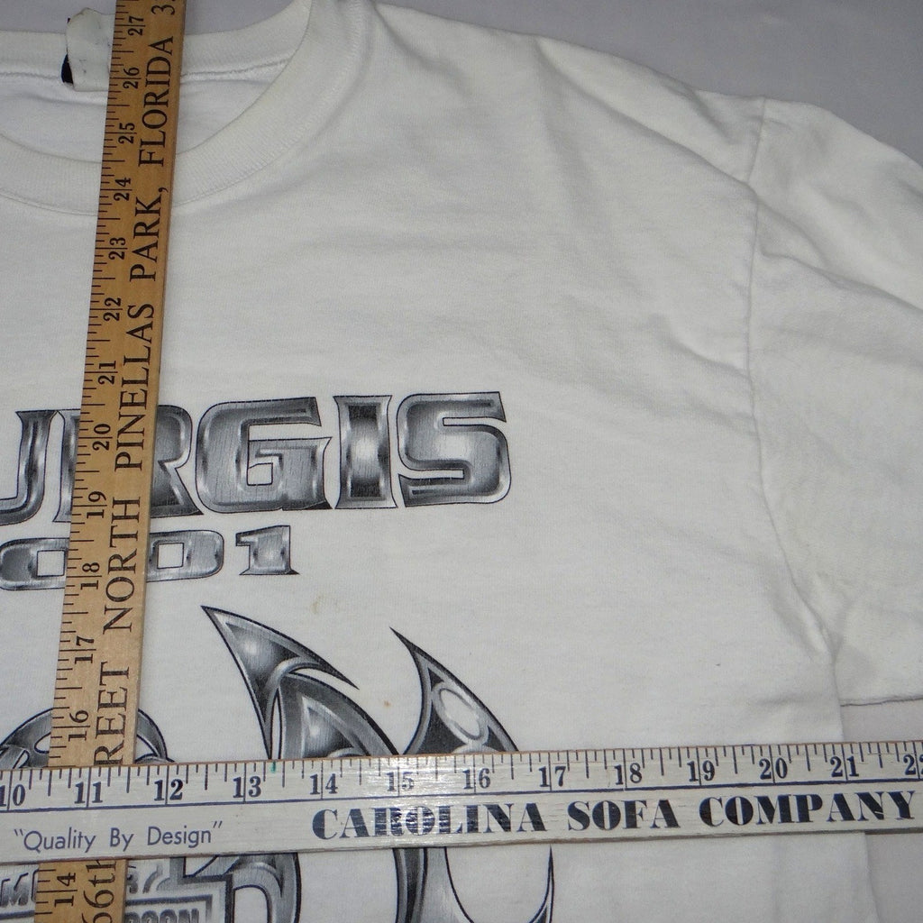 VTG Harley Davidson Sturgis 2001 Black Hills Rally Long Sleeve Tee White Mens L