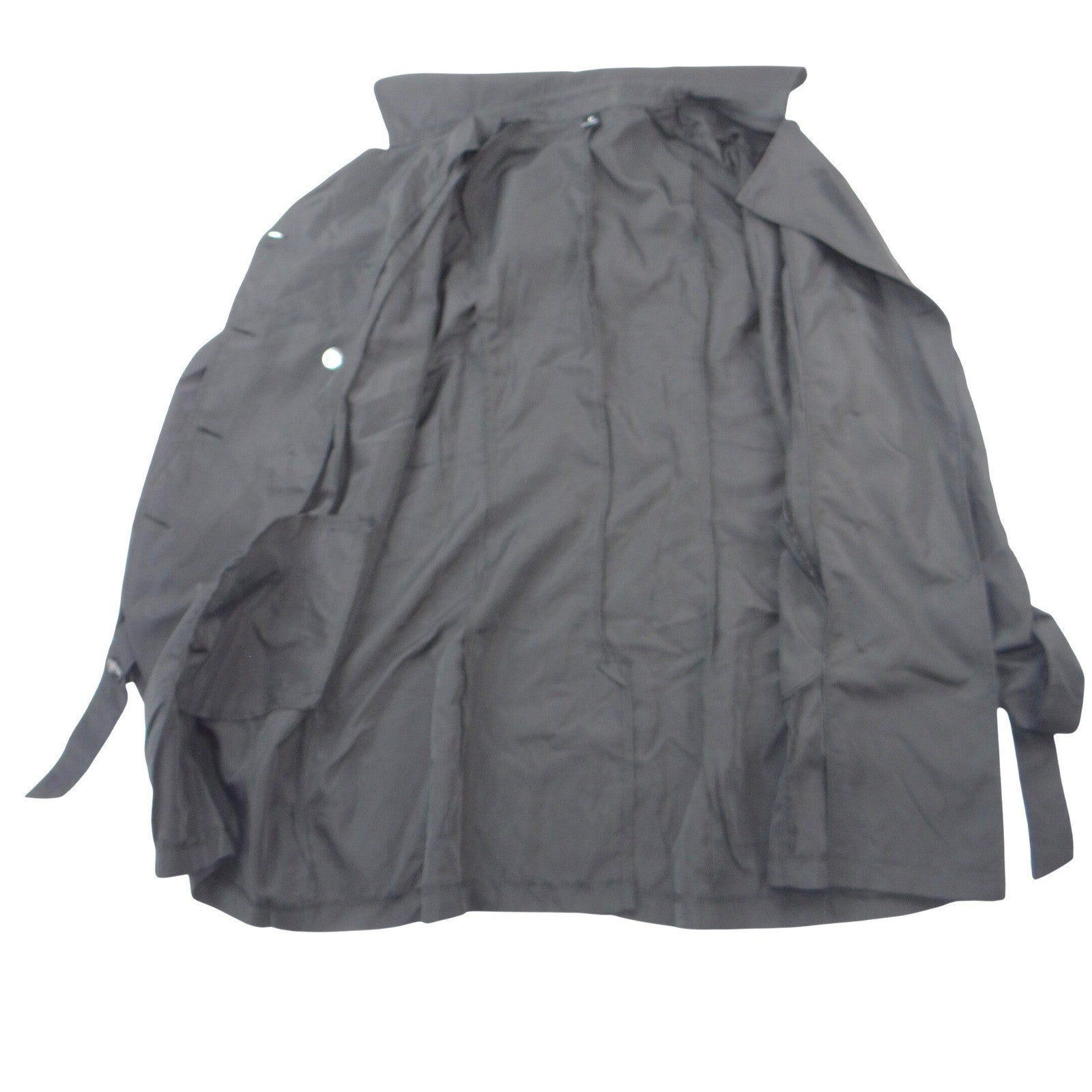 Womens Black Double Breasted Trench Coat XL Cuff Ties Mid Length Jacket