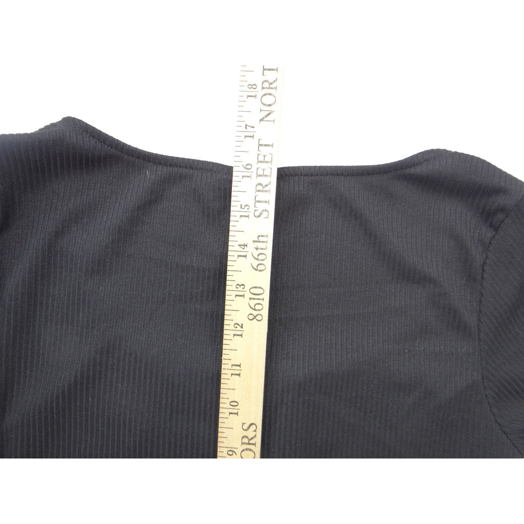 Just Polly Black Ribbed Sweetheart Notched Handkerchief Hem Top JK13451 Mens M