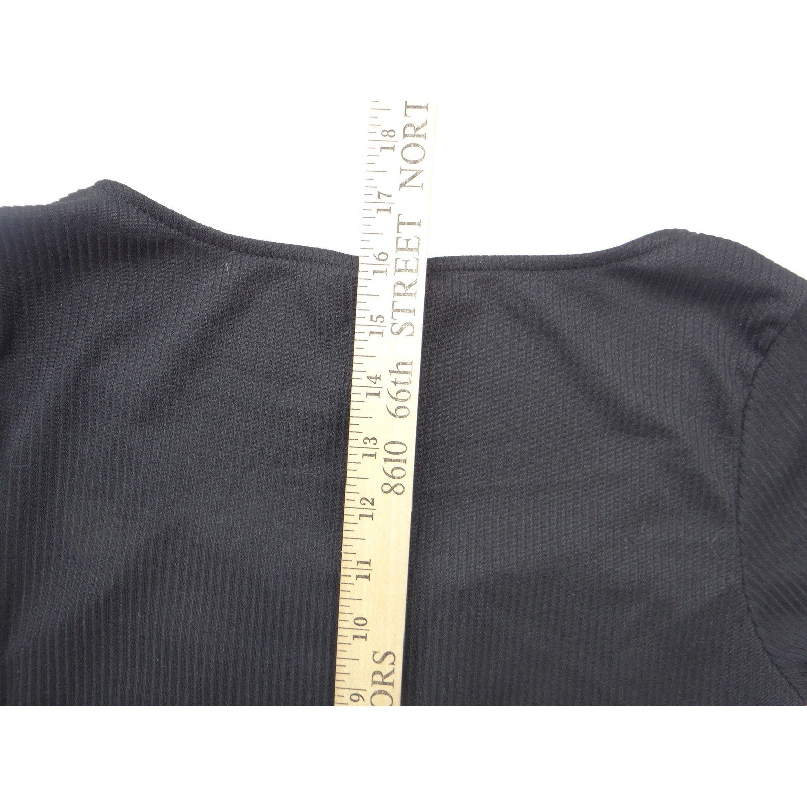Just Polly Black Ribbed Sweetheart Notched Handkerchief Hem Top JK13451 Mens M