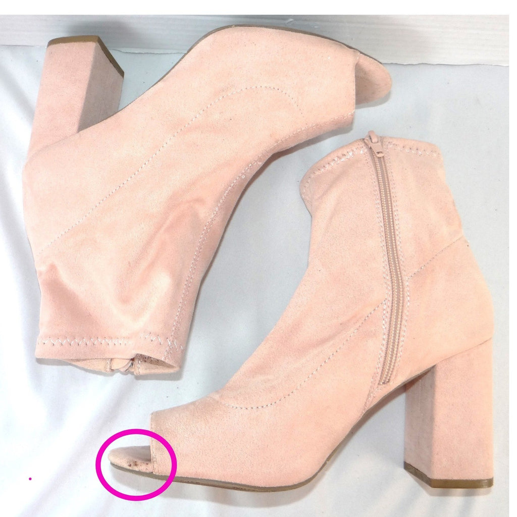 MIA Avril Women Blush Pink Peep Toe Block Heel Ankle Boots Size 10M