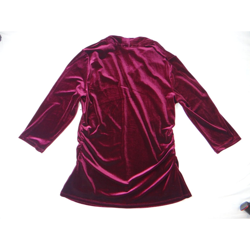 Vince Camuto Burgundy Velvet Ruched Tunic Womens XL