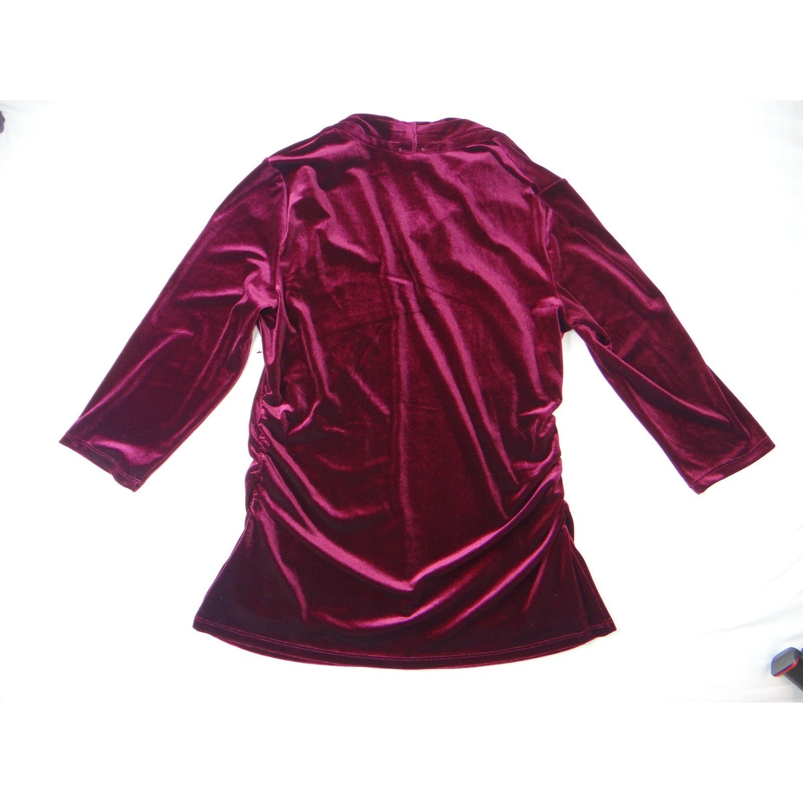 Vince Camuto Burgundy Velvet Ruched Tunic Womens XL