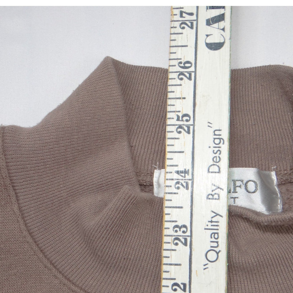 Adolfo Sport Vintage Mock Neck Sweatshirt Taupe Pink Floral Embroidered Medium