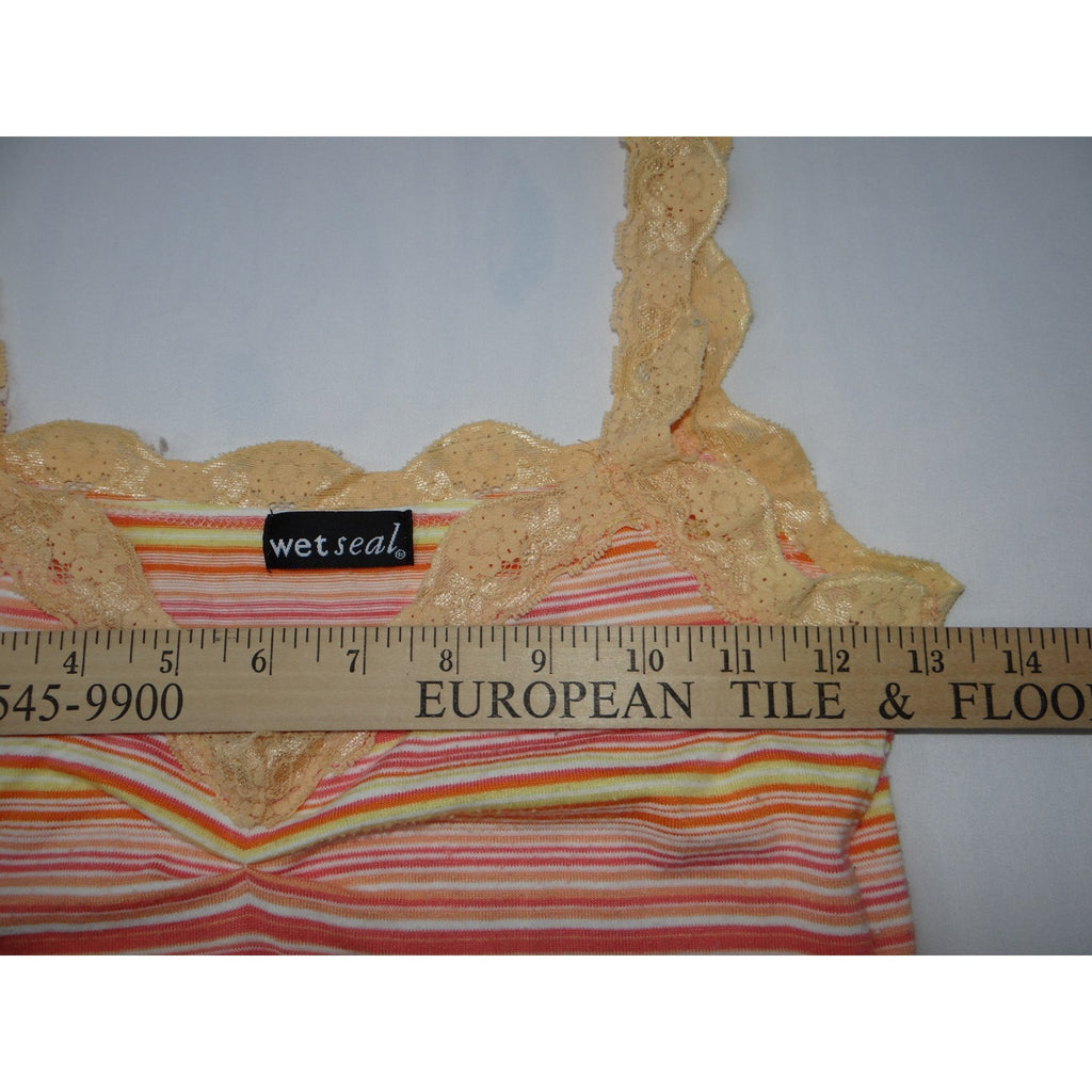 Y2K Wet Seal Lace Trim Striped Cami & American Eagle Ribbed Tank Top Bundle 2pc