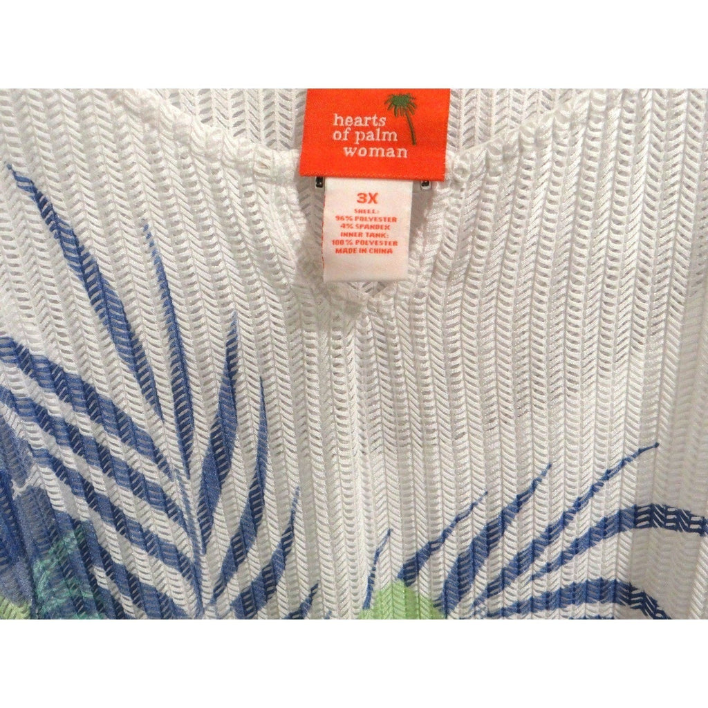 NWT Hearts of Palm Woman Blue Genie Top Tunic 3X Floral Tropical V-Neck