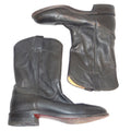 Justin L3620 Black Leather Roper Western Boots Womens 7 B Made in USA Round Toe