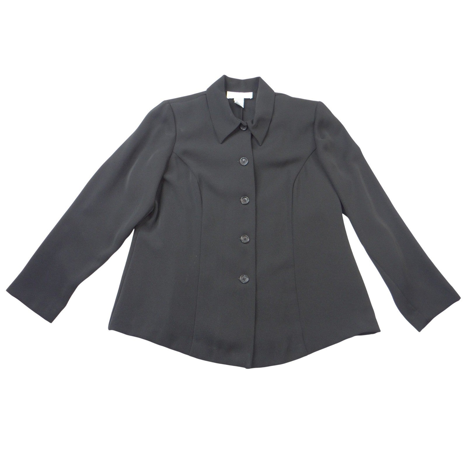 Allison Woods Womens Black Button Front Blazer Jacket Plus Size 16W