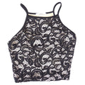 Papaya Womens Black Floral Lace High Neck Crop Top Spaghetti Strap Medium