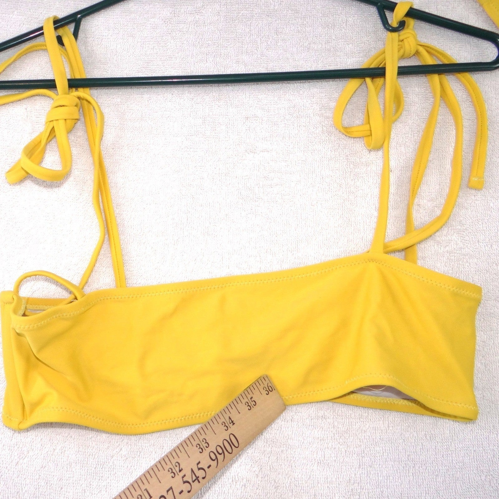 Womens Yellow Tie Shoulder Bandeau Bikini Set High Cut Two Piece Swimsuit M