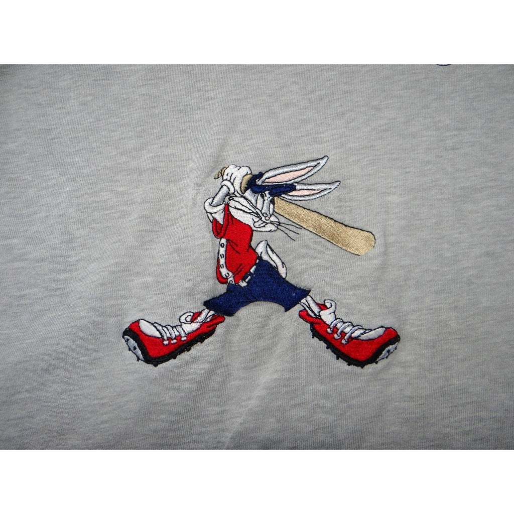 Vintage Embroidered Looney Tunes Bugs Bunny Taz Baseball Unique T Shirt Size L