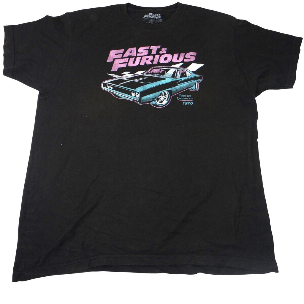 Fast & Furious Mens XL Black 1970 Dodge Charger Graphic T-Shirt Short Sleeve