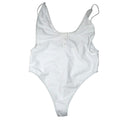 NWT-Shekini Womens White Button Front High Cut Thong One Piece Swimsuit XL