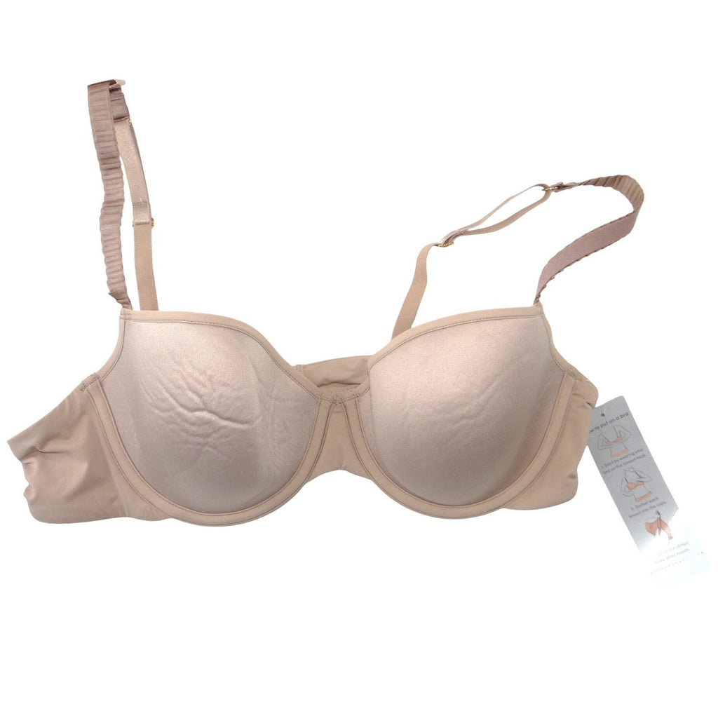 ThirdLove 24/7 Classic T-Shirt Bra Beige Nude Pleated Straps 36A 1/2