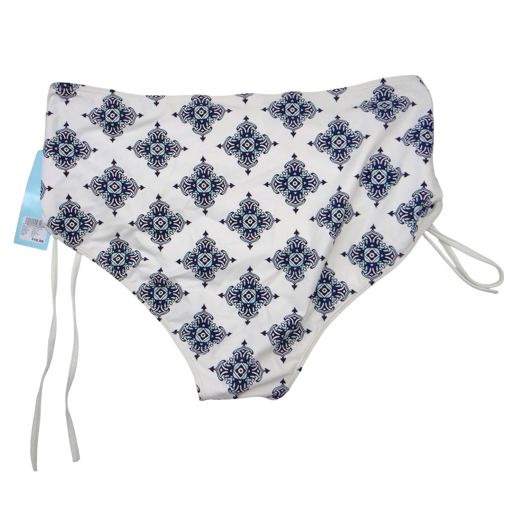 NWT-Rue Bleu by rue21 Women 1X High Waisted Bikini Bottoms Blue Medallion Tile
