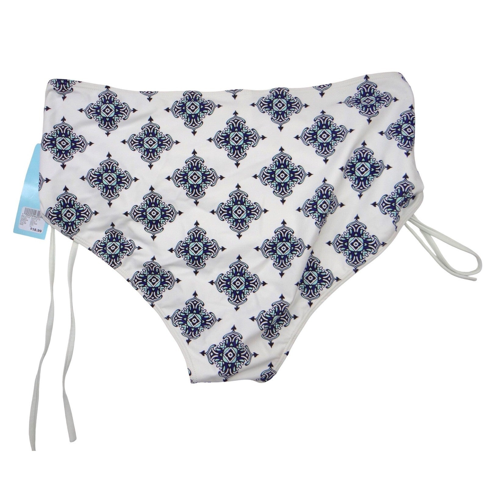 NWT-Rue Bleu by rue21 Women 1X High Waisted Bikini Bottoms Blue Medallion Tile