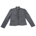 Star Shine Vintage Black Ruffle Collar Puff Shoulder Blazer Jacket Size 10