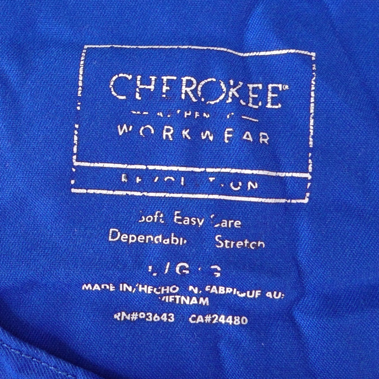 Cherokee Workwear Womens Royal Blue Snap Front Scrub Jacket Size Large