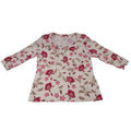 Vintage Croft & Barrow Stretch Floral Print 3/4 Sleeve Top Shirt White Pink M