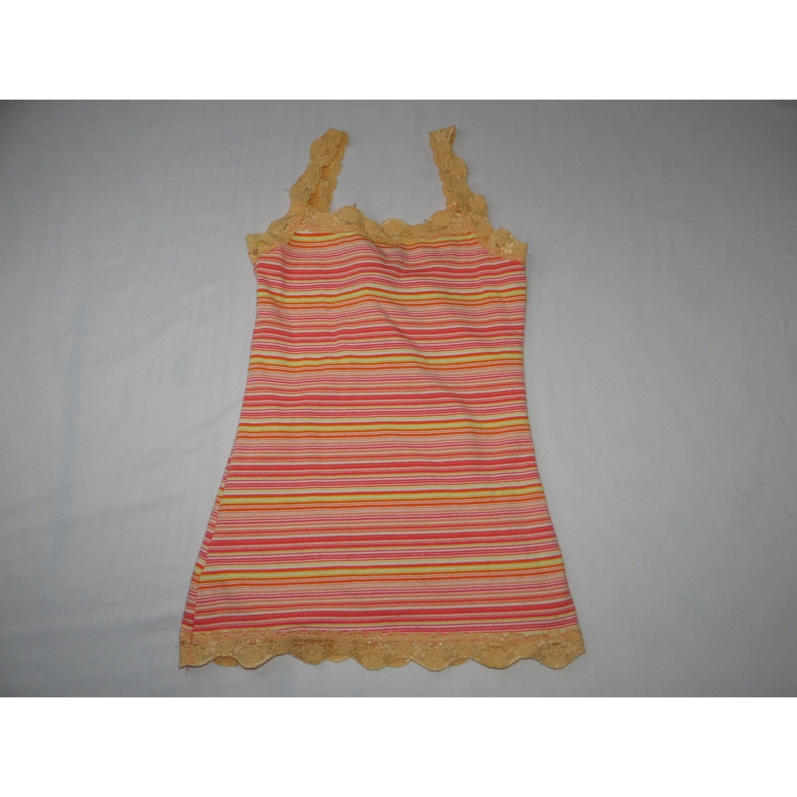 Y2K Wet Seal Lace Trim Striped Cami & American Eagle Ribbed Tank Top Bundle 2pc