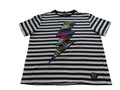Hudson Outerwear Men's Black and White Striped T-Shirt with Lightning Bolt