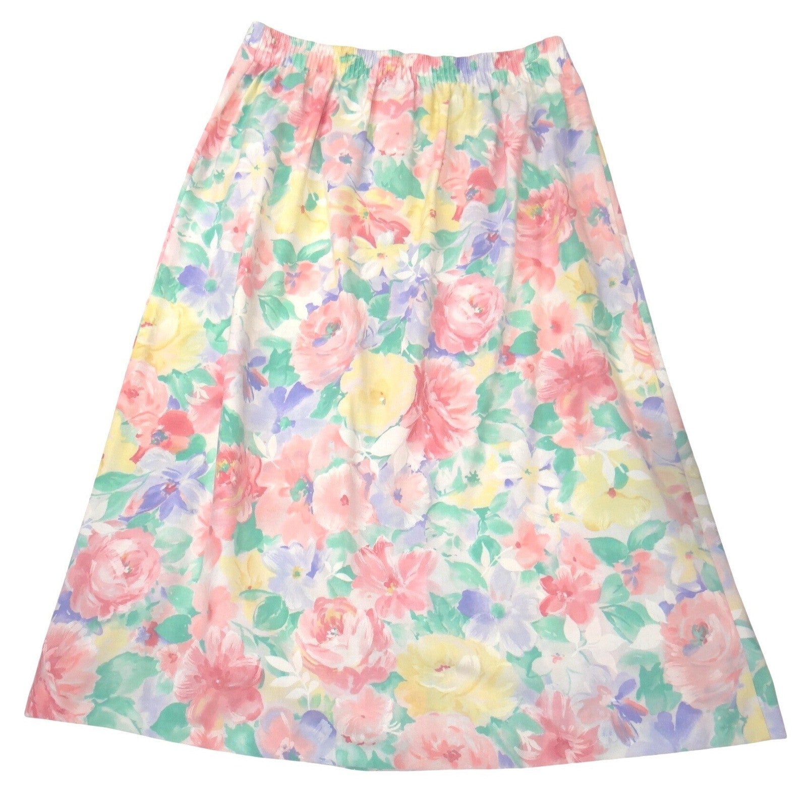 Alfred Dunner Vintage 90s Floral Button Front Midi Skirt Pastel Women Size 14