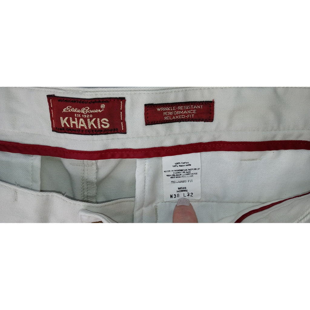 Eddie Bauer Mens Khakis Relaxed Fit Pleated Front Wrinkle Resistant Pants 38x32