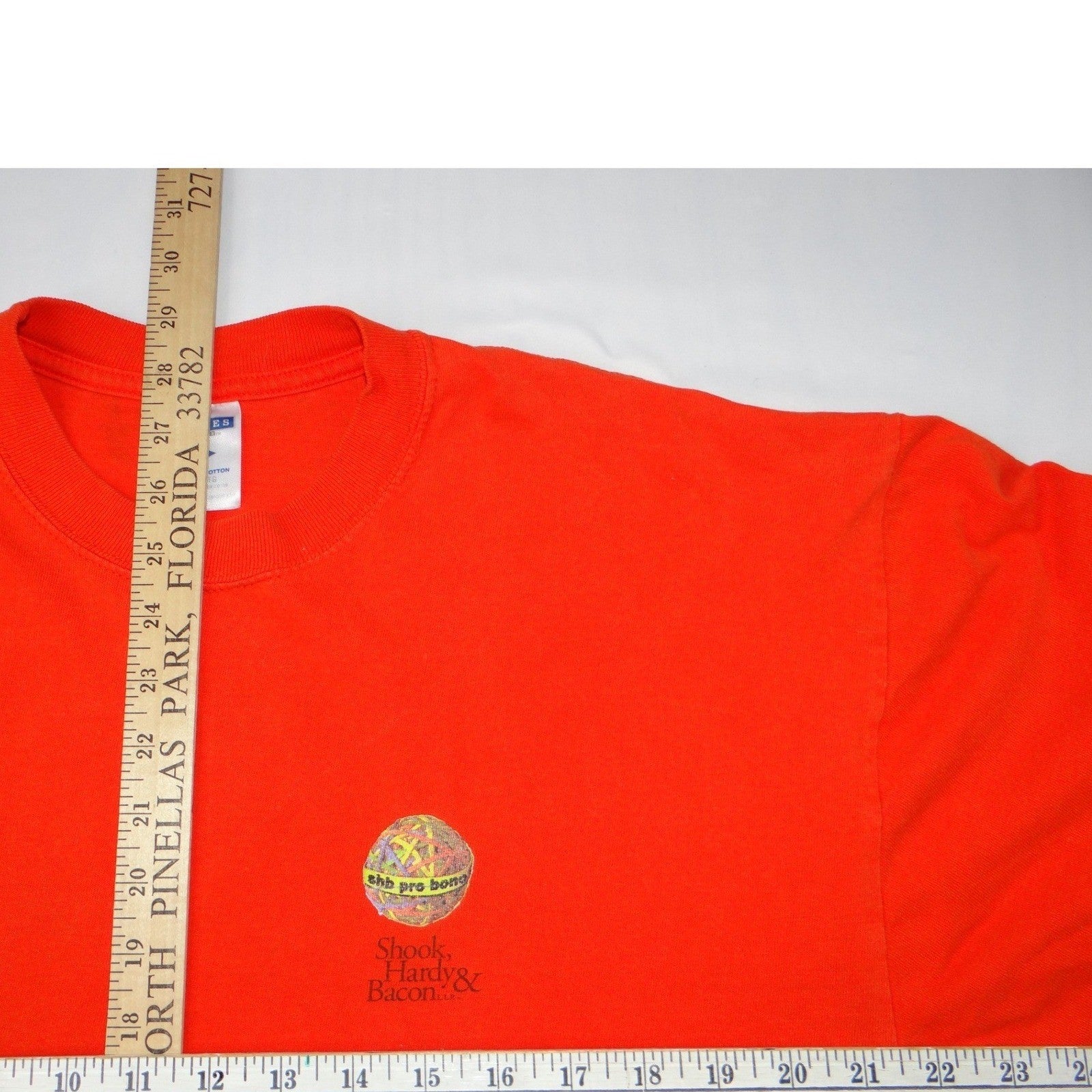 Vintage Orange T Shirt Shook Hardy & Bacon "One Person Can Make A Difference" XL