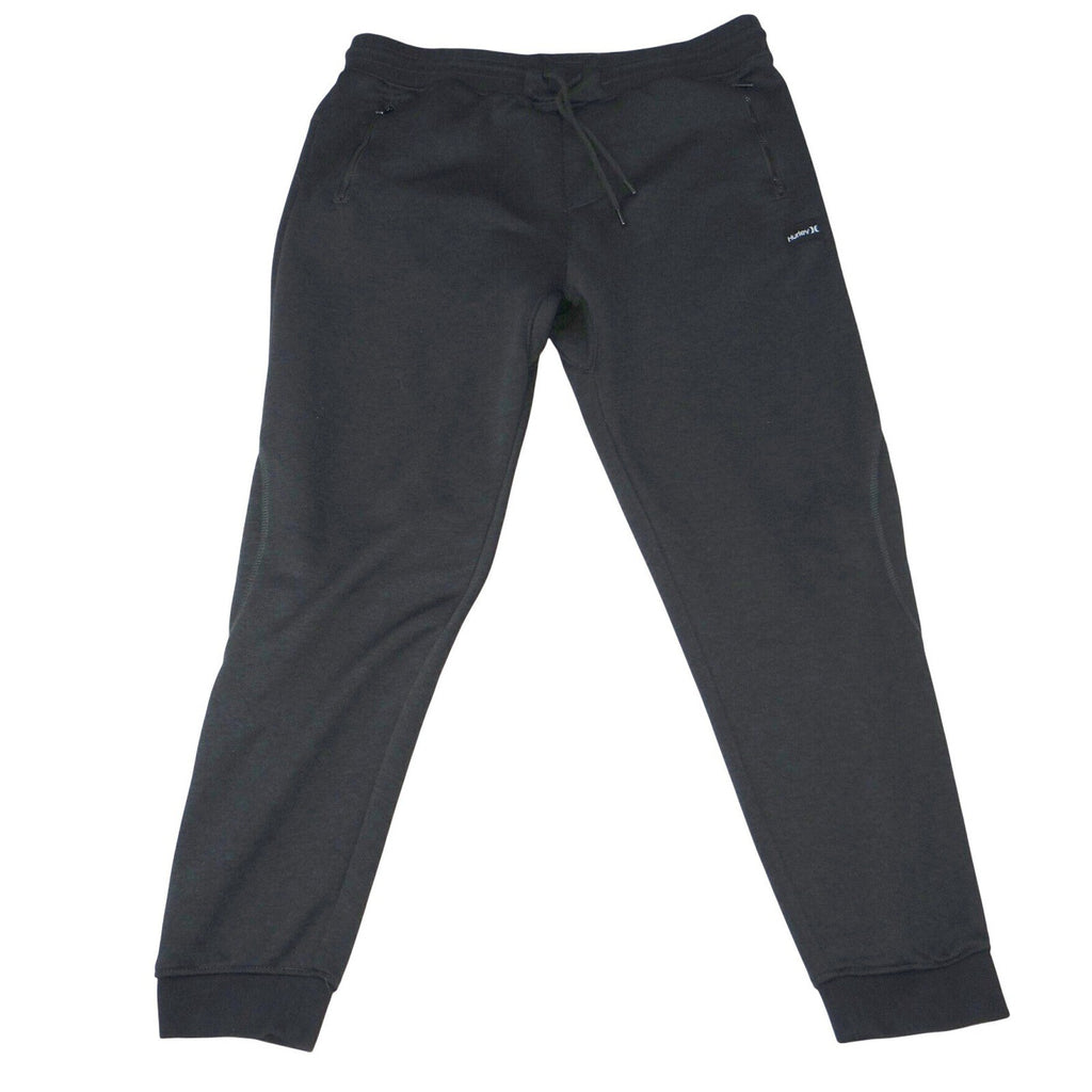 Hurley Black Jogger Sweatpants Athletic Lounge Drawstring Zipper Pockets Size L