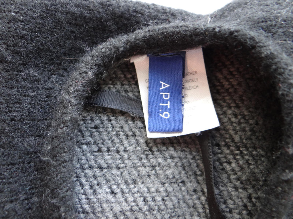 Black and Gray Women's Wool Wrap Shawl with Toggle Closure