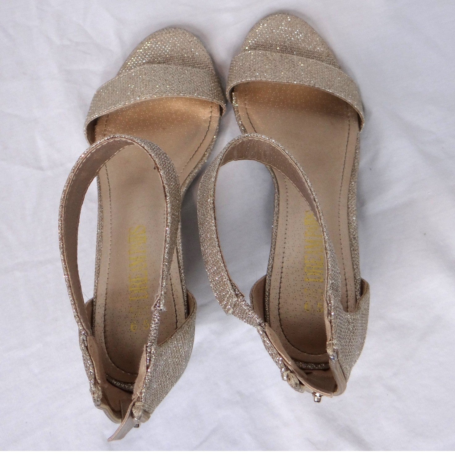 Dream Pairs Women Gold Glitter Ankle Strap Stiletto Heels Dress Shoes Size 6.5