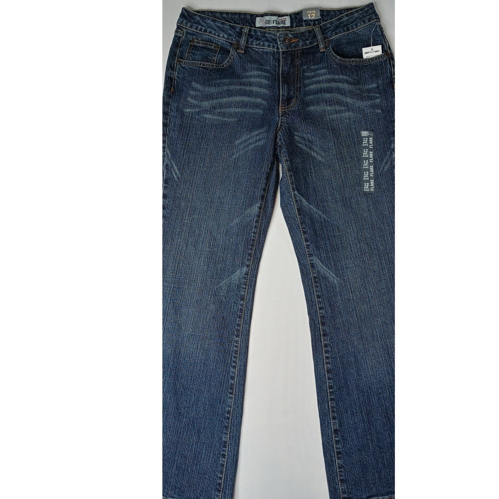 Y2K Vintage NWT Faded Glory Flare Jeans Petite Size 12 Blue Denim Stretch Pants