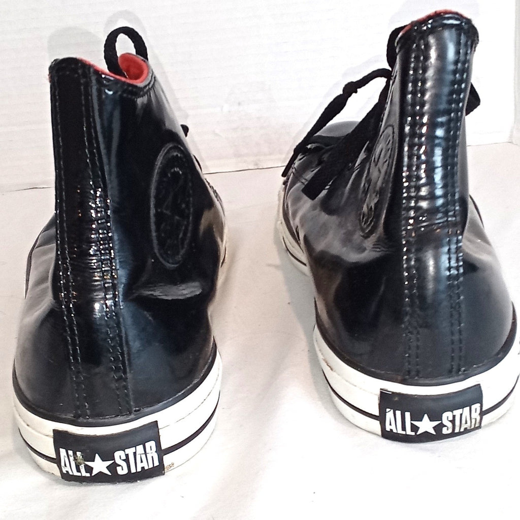 Converse Chuck Taylor All Star High Top Black Patent Leather Red Lining Sneakers