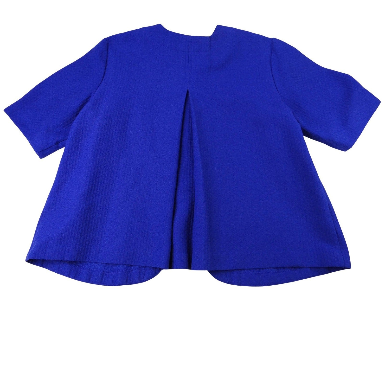 Vintage Beautiful Sag Harbor Blue Textured Open Front Short Sleeve Jacket Sz 12