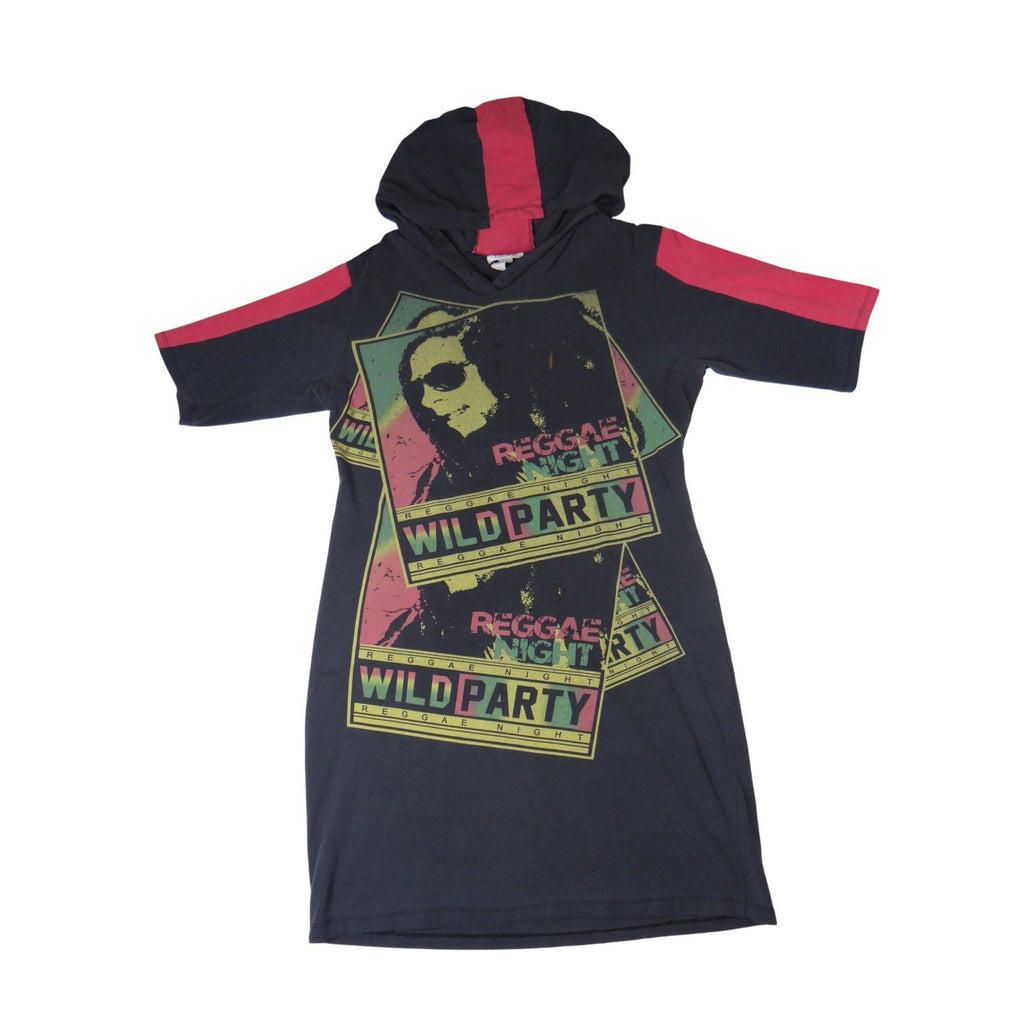 Chesley Womens 2X Black Red Reggae Night Wild Party Graphic Hooded Dress