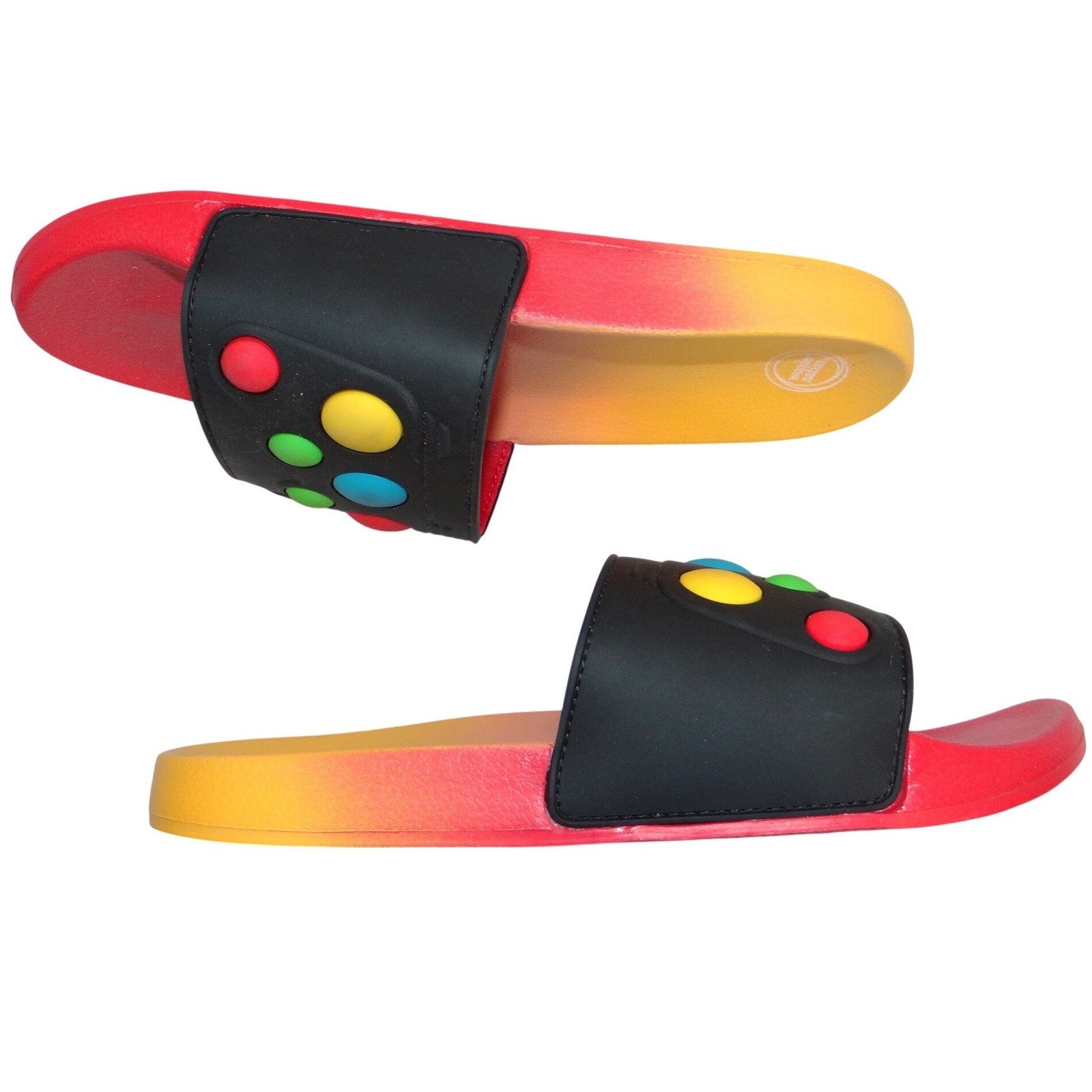 Wonder Nation Womens Red Yellow Ombre Slide Sandals Multicolor 3D Dots Size 6