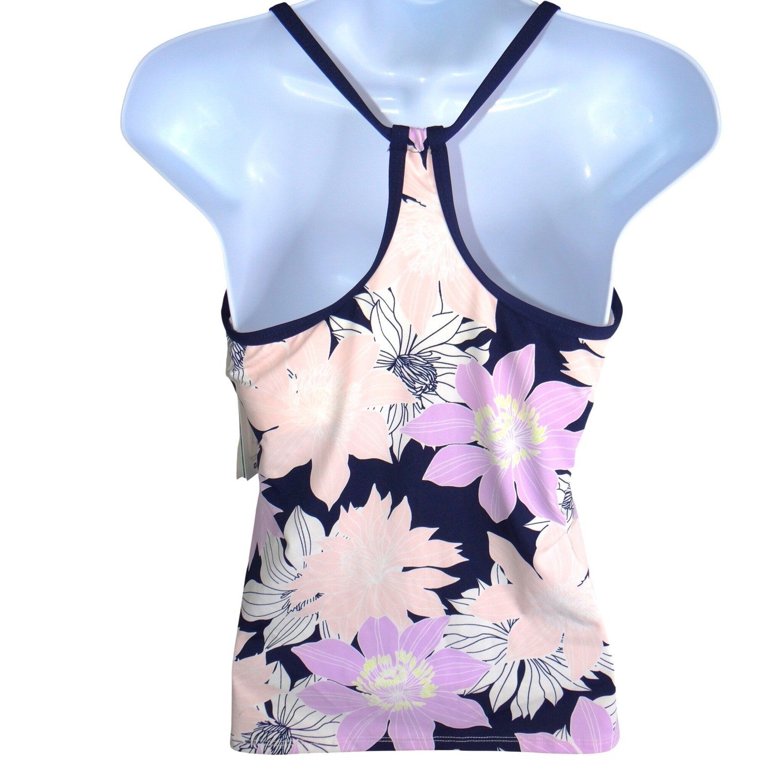 NWT-Carve Designs Stinson Tankini Top Bolinas Floral Navy Lavender Small