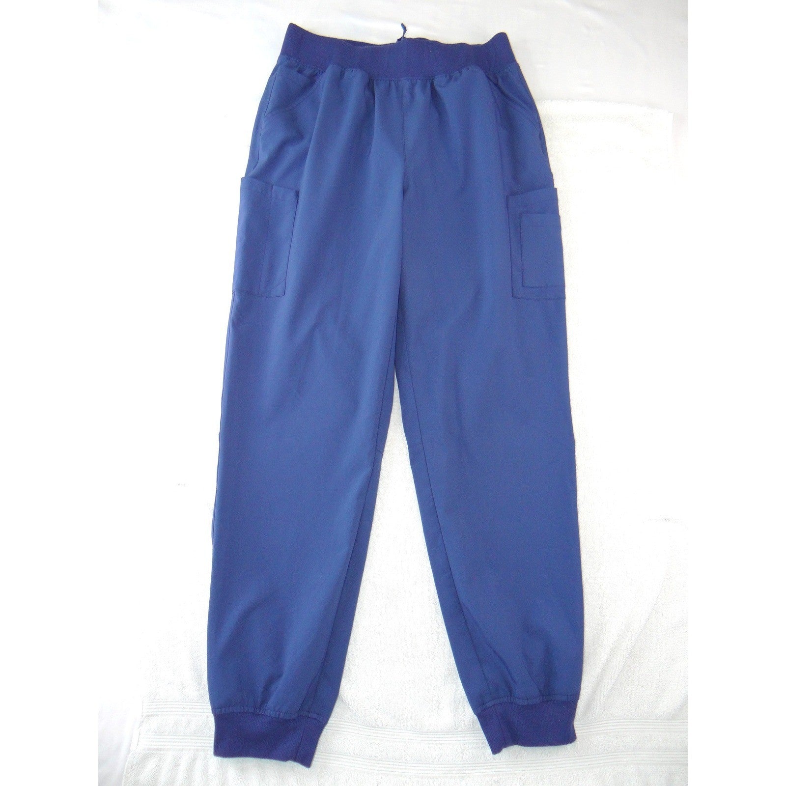 Elements Easy Stretch Navy Blue Scrub Set V-Neck Top Jogger Pants Med/Lg BU287