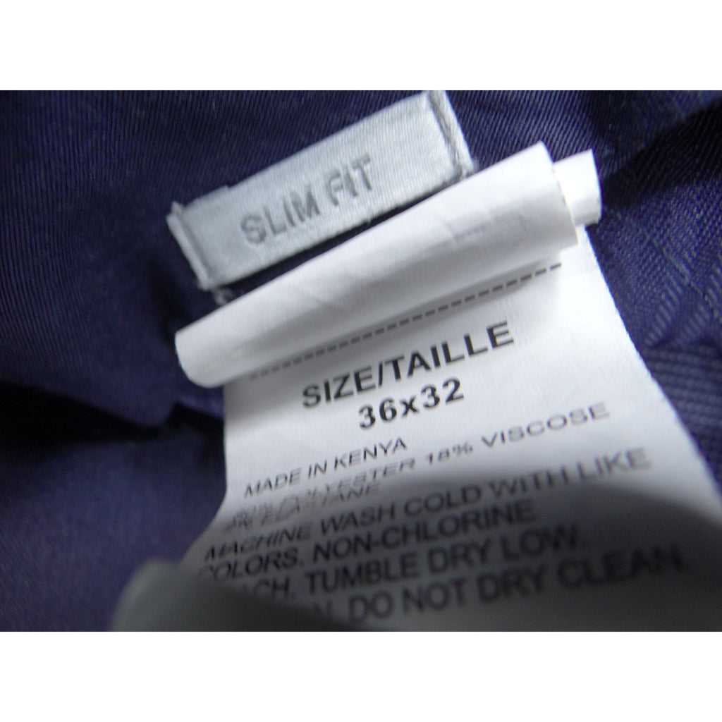 Perry Ellis Portfolio Mens Slim Fit Blue Textured Dress Pants 36x32 Flat Front