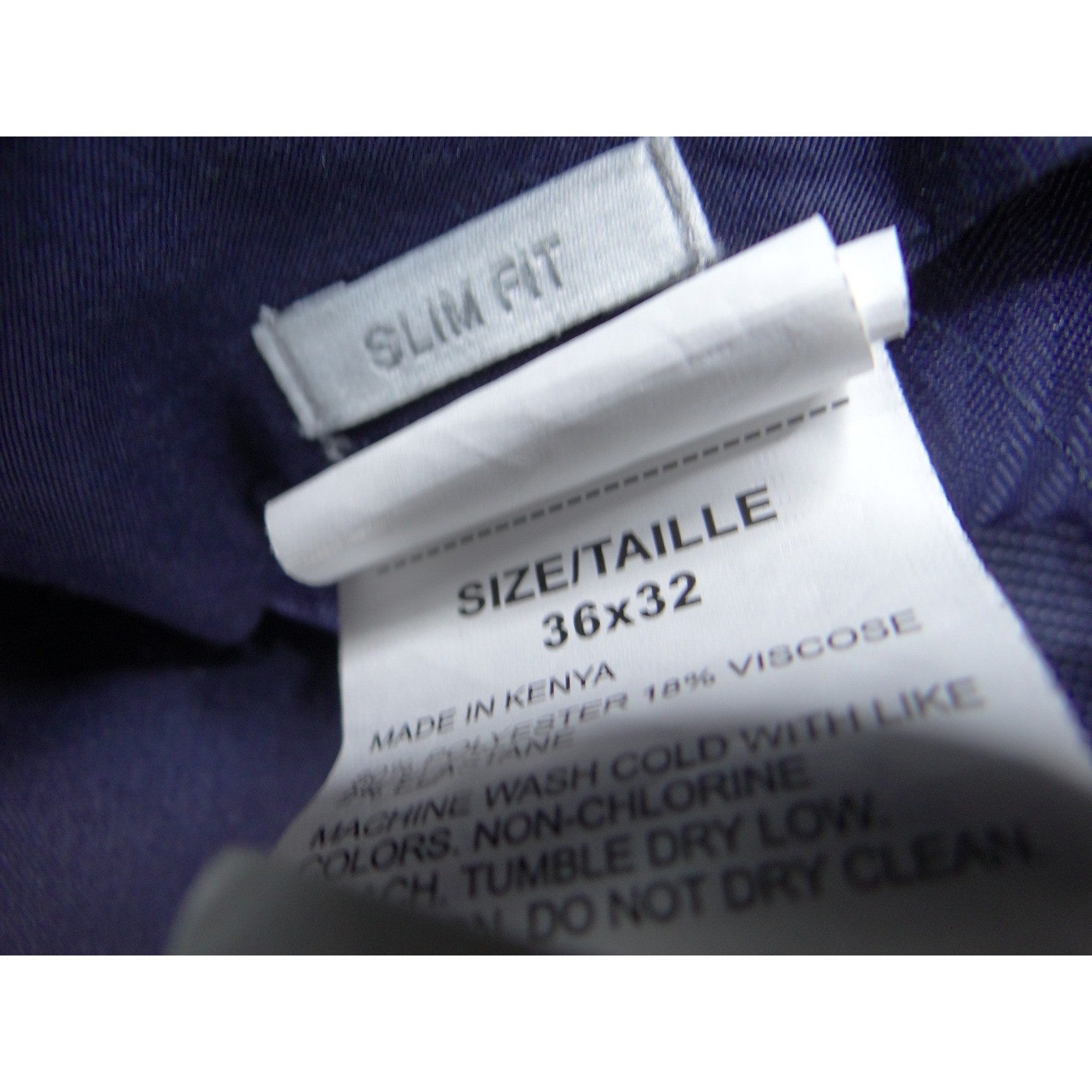 Perry Ellis Portfolio Mens Slim Fit Blue Textured Dress Pants 36x32 Flat Front