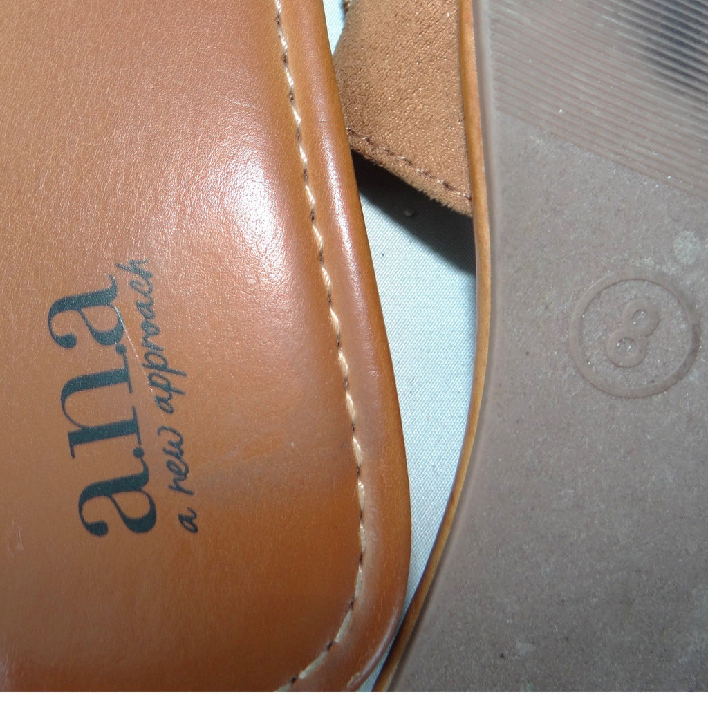 a.n.a a new approach Garth Womens Tan Woven Strap Flat Slide Sandals Size 8M