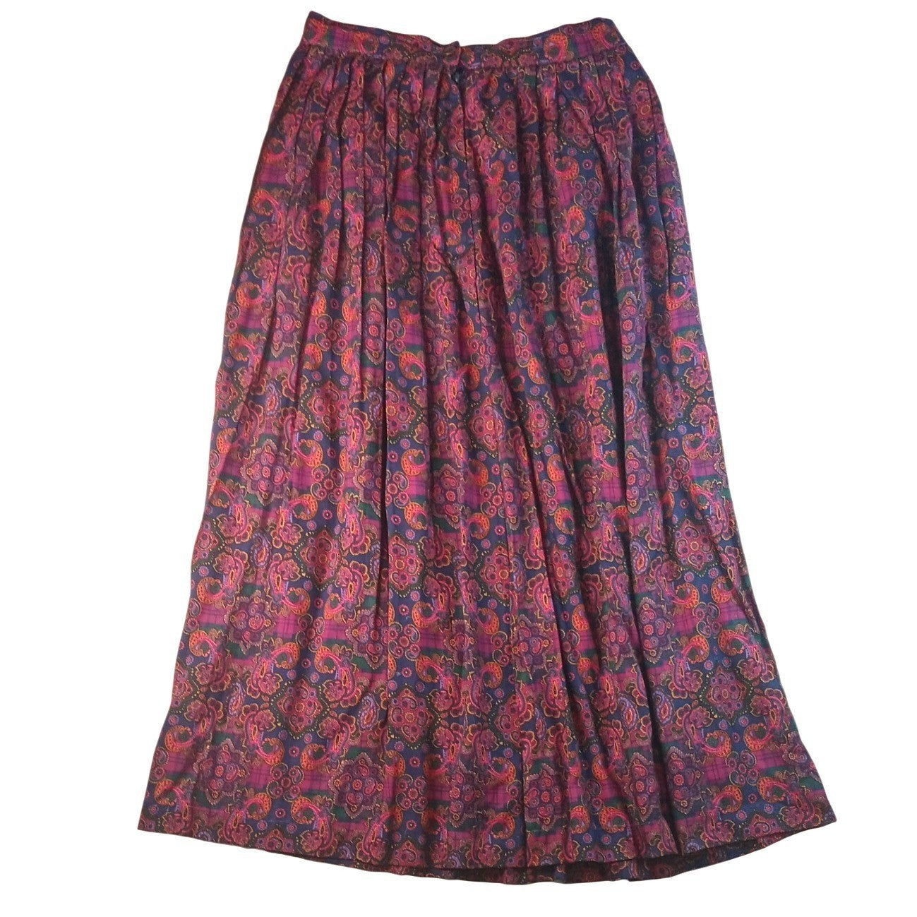 Portraits by Northern Isles Pleated Maxi Skirt Paisley Print Rayon Size 8