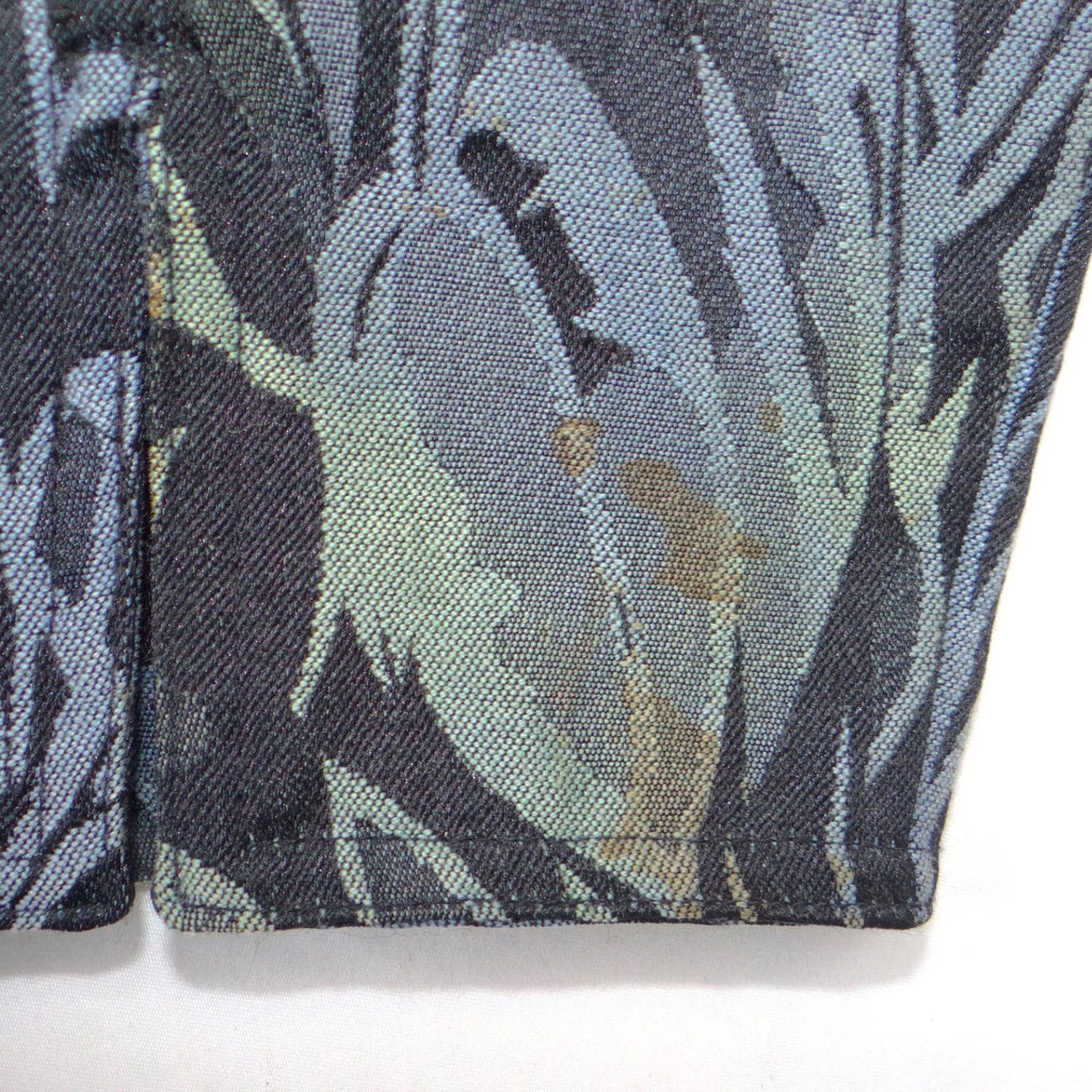 VTG Coldwater Creek Womens Blue Botanical Jacquard Mandarin Collar Jacket Size M