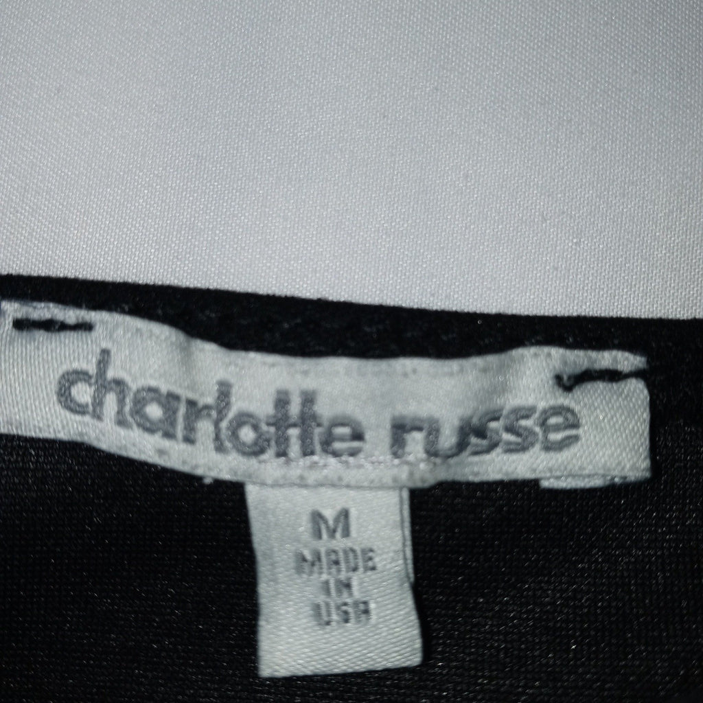Charlotte Russe Black Spaghetti Strap Ruched Asymmetrical Hem Mini Dress Size M
