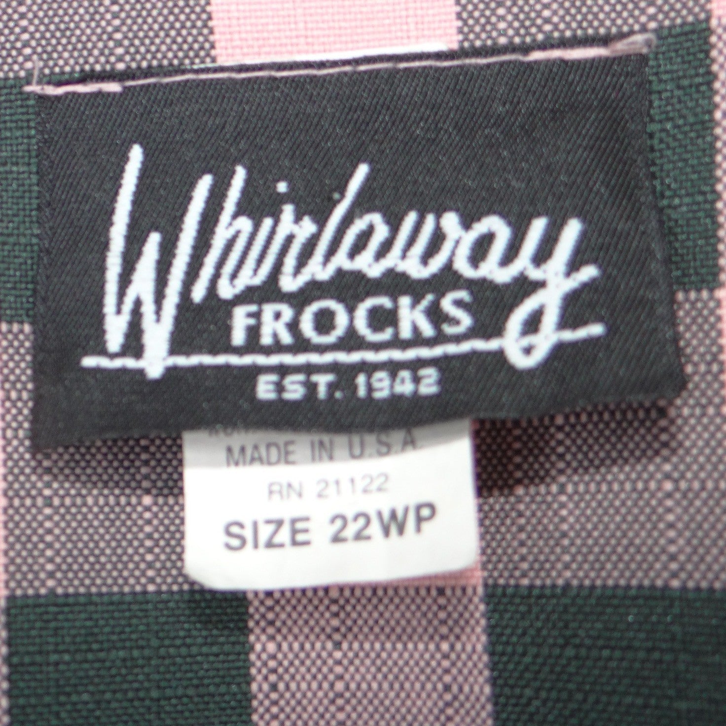 Whirlaway Frocks Vintage Pink Plaid Skirt Suit Set 22WP Puff Sleeve Made in USA