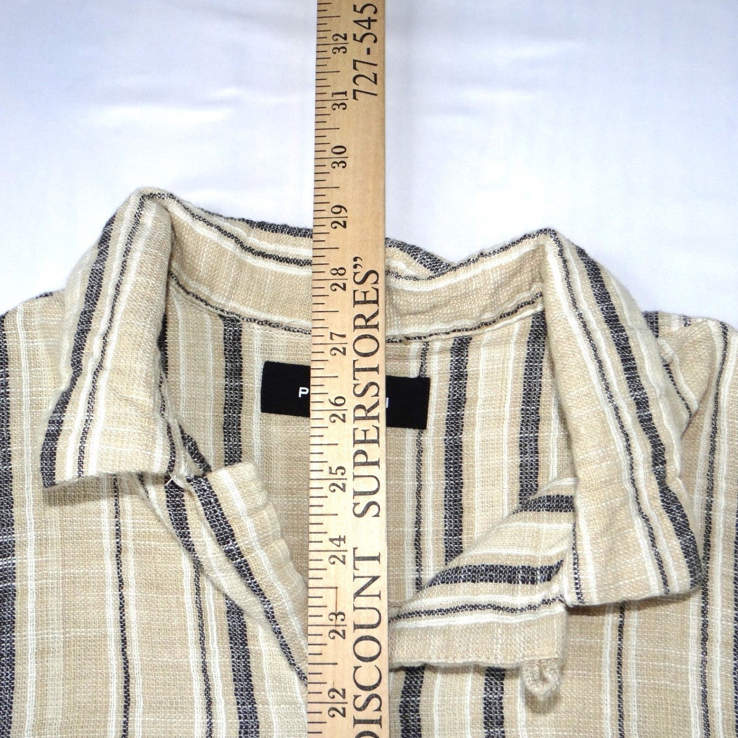 PAC SUN Mens Linen Blend Striped Short Sleeve Button Up Shirt Size Medium Tan